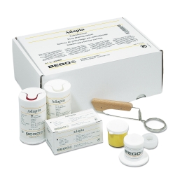 Изделия стоматологические вспомогательные для изготовления безкламмерных бюгельных протезов, набор Adapta для формирования колпачков, BEGO, пластины 0.6 мм х 200 шт, пластины 0.1 мм х 200 шт, держатель, подставка с пастой