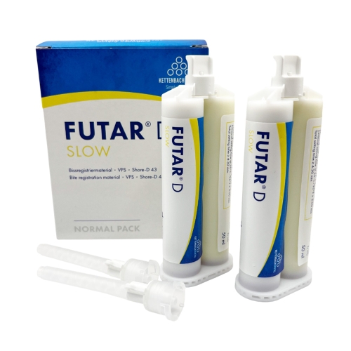 Материал для регистрации прикуса, Futar D Slow Normal pack, KETTENBACH, 2х50 мл картридж, 6 смесительных канюль синих, 100 мл